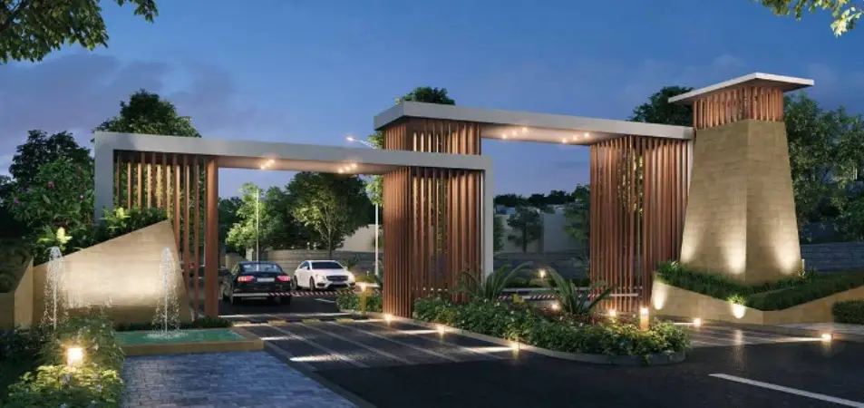 Godrej Varanya Plotted development main entrance elevation by Godrej Properties